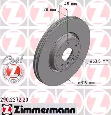 Bremseskive ZIMMERMANN 290.2272.20 Bremseskive ZIMMERMANN 290.2272.20