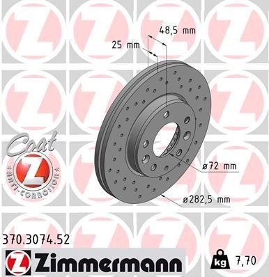 Bremseskive ZIMMERMANN 370.3074.52