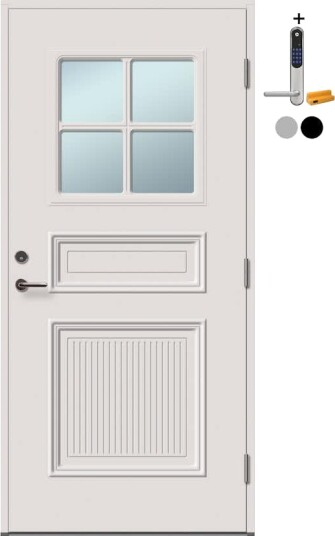 Ytterdør Tundøren Tun 414 Klarglass Hvit med Yale Doorman Classic Home