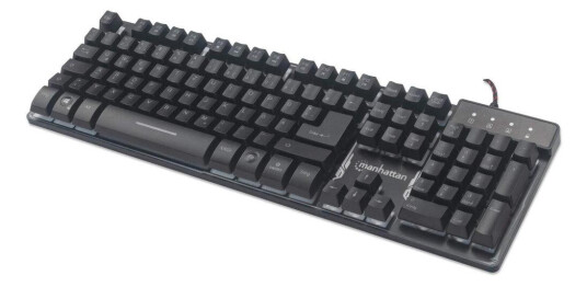 MANHATTAN USB-Gaming-Tastatur mit LEDs und Metallunterseite