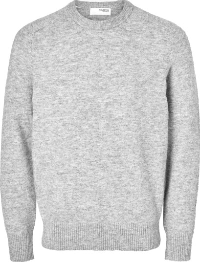Selected Homme Rai Long Sleeve Knit Crew Neck Grå L
