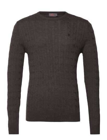 Morris Merino Cable Oneck - Brown - XS
