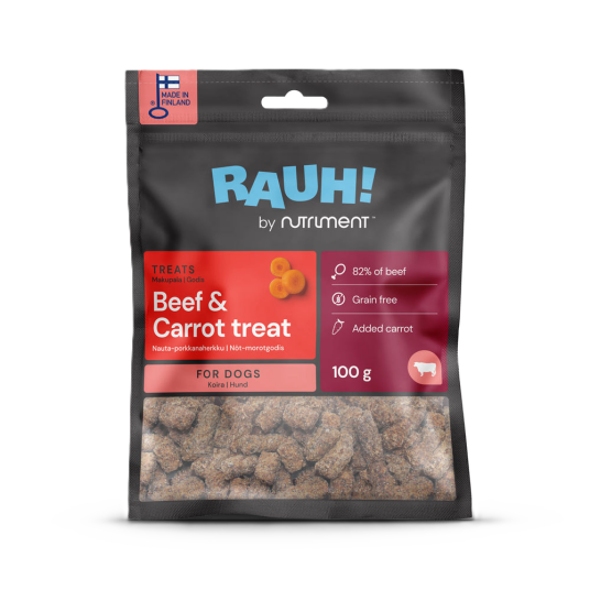Rauh Hundesnacks med Biff og Gulrot 100 g - Tyggebein og Belønningsgodbiter