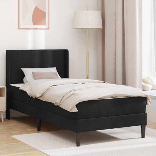 vidaXL Sengeramme med madrass med hodegjerde Svart 100 x 200 cm Fløyel vidaXL Sengeramme med madrass med hodegjerde Svart 100 x 200 cm Fløyel