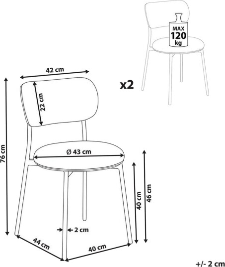 Spisestol Casey sett med 2 Taupe-svart - Taupe-Svart
