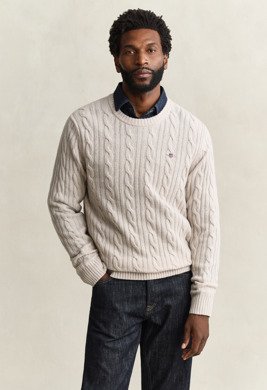 Gant Lambswool Cable C Neck CLAY BEIGE XL