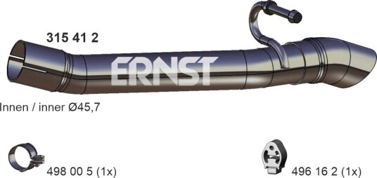 Eksosrør ERNST 315418 Eksosrør ERNST 315418