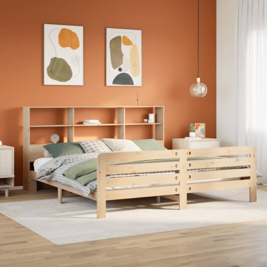 Sengeramme med madrass 200x200 cm heltre furu 8721158411105