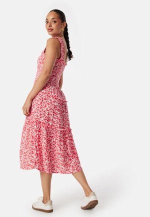 VERO MODA Menny SL Smock Calf Dress Red/Patterned S