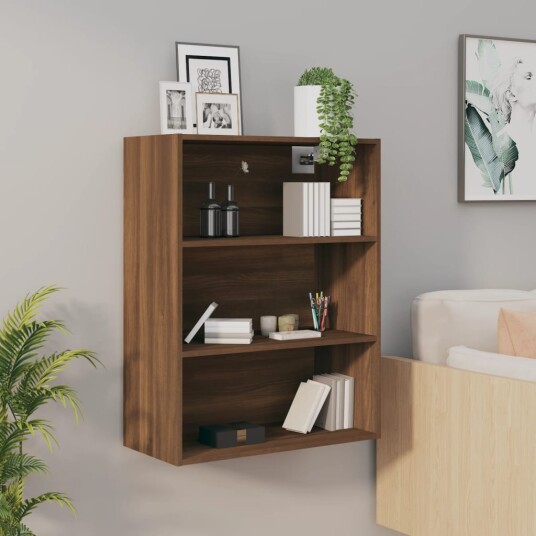 vidaXL Hengende veggskap brun eik 69,5x32,5x90 cm