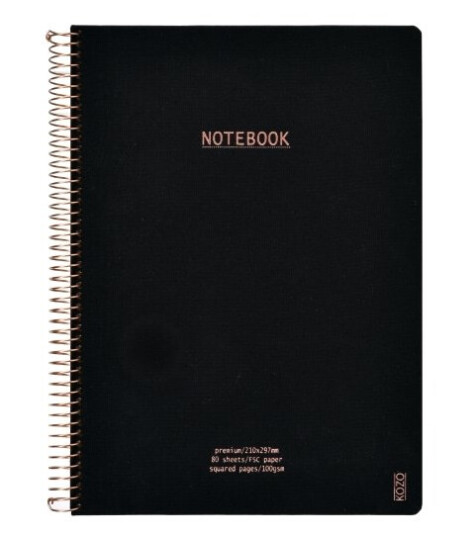 Kozo Kvadreret Notesbog A4 Premium Black 6 Stk. Kozo Kvadreret Notesbog A4 Premium Black 6 Stk.