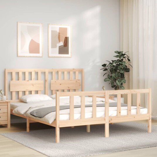 vidaXL Sengeramme med hodegavl 160x200 cm heltre 8720845976064
