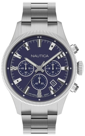 Nautica Herreklokke NAPSTB009 Blå/Stål Ø44 mm
