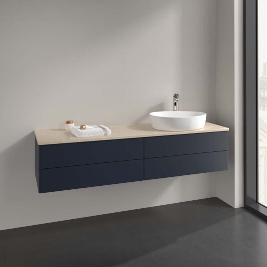 Villeroy & Boch  Antao Servantskap med 4 skuffer 160x50x36 cm u/lys Blå Matt/Crème