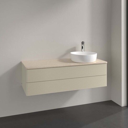 Villeroy & Boch Antao Servantskap med 2 skuffer 120x50x36 cm m/lys Grå Matt/Crème