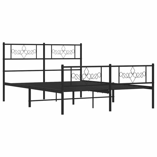 Sengeramme i metall med hodeog fotgavl svart 150x200 cm