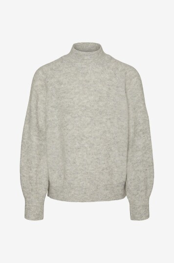 Vero Moda Girl Genser vmLeaf LS High Neck Pullover Girl Grå
