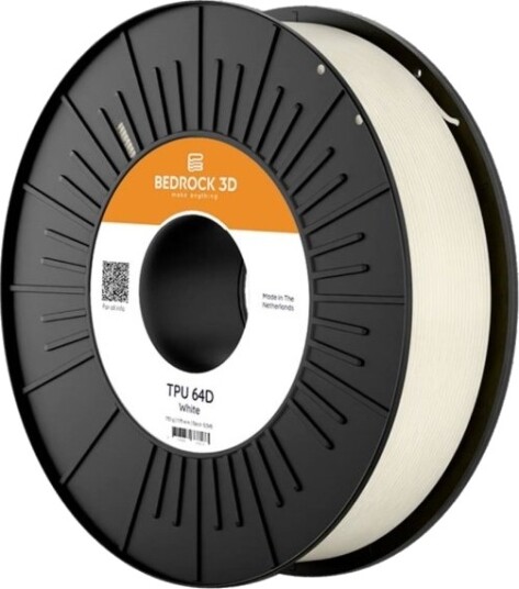 Bedrock 3D TPU 64D Filament 1.75 mm 2500 g Hvit TPU-2203A250
