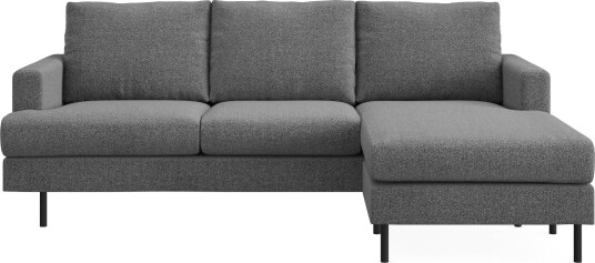 Menard Compact 3 seters Høyrevendt L formet Divansofa i Stoff Mørk grå