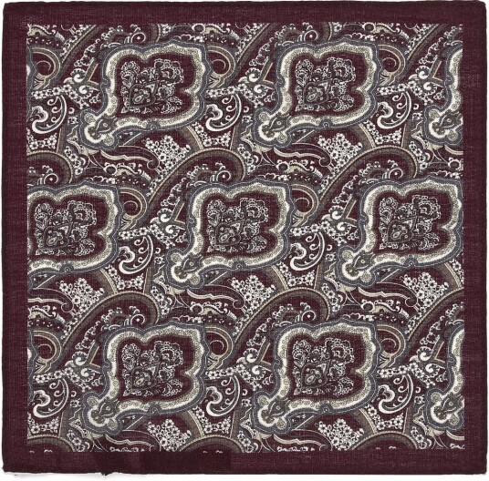 Lindbergh Wool Hankie With Pattern BURGUNDY One Size