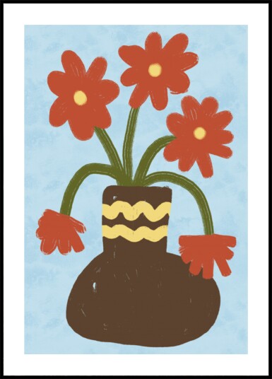 Cheerful Folk Flowers Plakat / 21x30