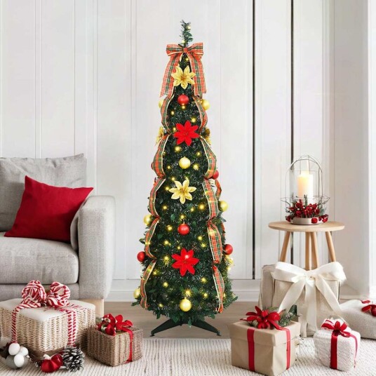  Kunstig juletre med 100 LED med stativ grønn 150 cm PVC