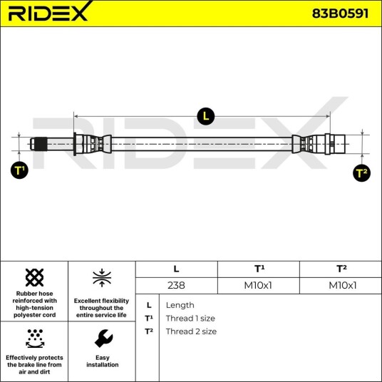 RIDEX 83B0591 Bremseslange