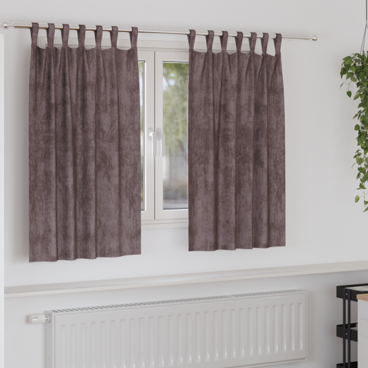 Gardin med gardiner 2 pcs Brun 140 x 140 cm Fløyel