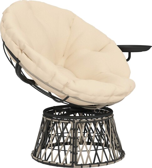Papasan stol rotting 360° roterende kurvstol med pute diameter 90 cm rund utendørs rottingstol svingstol lounge stol hvilestol f Papasan stol rotting 360° roterende kurvstol med pute diameter 90 cm rund utendørs rottingstol svingstol lounge stol hvilestol f