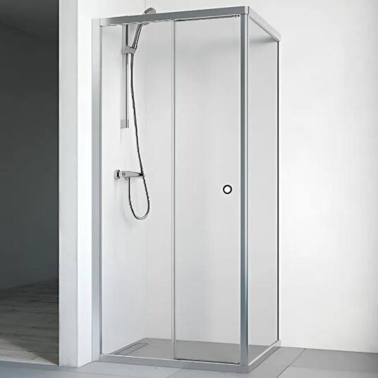 Macro Design Flow Front Dusjhjørne 70x120 cm, Alu Matt/Klart glass