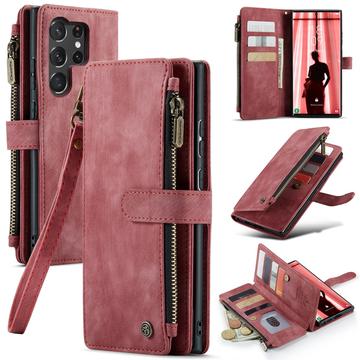 Samsung Galaxy S23 Ultra 5G Caseme 2-i-1 Multifunksjonell Lommebok-deksel Rød