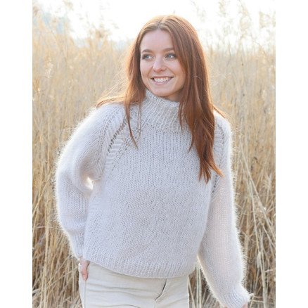 Winter Feather by DROPS Design Genser Strikkeoppskrift str S XXXL