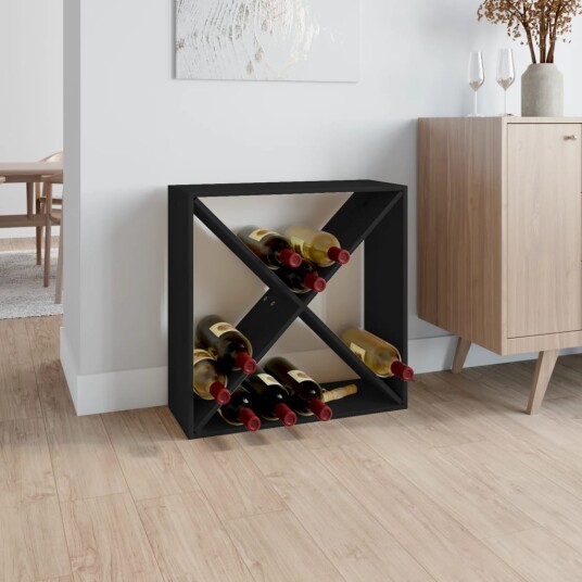 vidaXL Vinhylle svart 62x25x62 cm heltre furu vidaXL Vinhylle svart 62x25x62 cm heltre furu