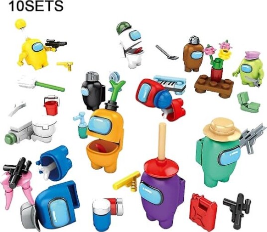10 Sett DIY Spill Minifigur Byggesett Romdukker Among Us Montere