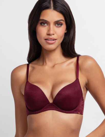 Dorina Origins Shimmer Mesh Push Up Plunge Red B x 70