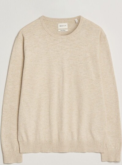 GANT Cotton/Linen Slub Knitted Sweater Seed Melange