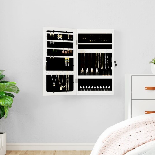 Speilskap med LED lys veggmontert hvit Speilskap med LED lys veggmontert hvit