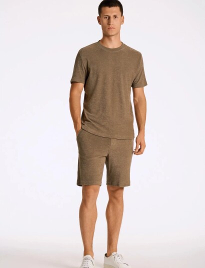 Lindbergh Towel Shorts With Elastic Waist Brown M Lindbergh Towel Shorts With Elastic Waist Brown M