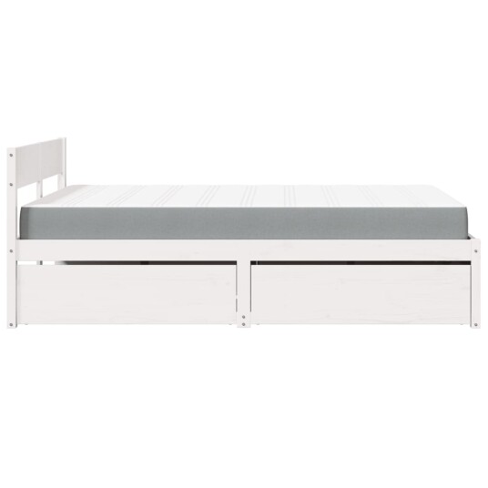  Seng med skuffer og madrass hvit 120x200 cm heltre furu 8721102668005