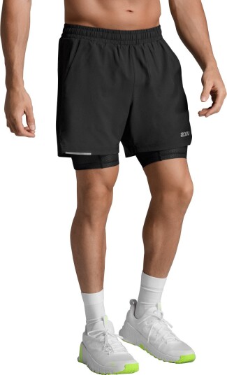 2XU Men"s Aero Mesh 2-In-1 5 Inch Shorts Black/silver Reflective XL 2XU Men"s Aero Mesh 2-In-1 5 Inch Shorts Black/silver Reflective XL
