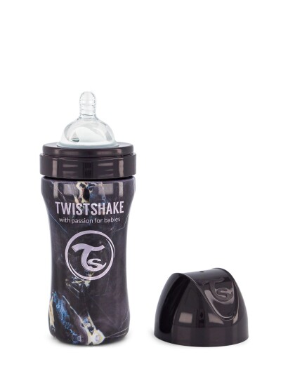 Twistshake Twistshake Anti-Colic Stainless Steel 330Ml Marble Black - Black - ONE SIZE Twistshake Twistshake Anti-Colic Stainless Steel 330Ml Marble Black - Black - ONE SIZE