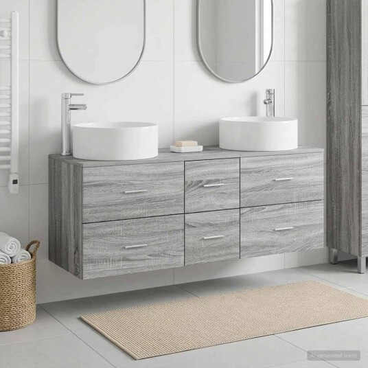 vidaXL Baderomsinnredningssett 3 stk. Grå Sonoma 49,5 x 44,5 x 65,5 cm vidaXL Baderomsinnredningssett 3 stk. Grå Sonoma 49,5 x 44,5 x 65,5 cm