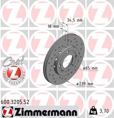 ZIMMERMANN 600.3205.52 Bremseskive ZIMMERMANN 600.3205.52 Bremseskive