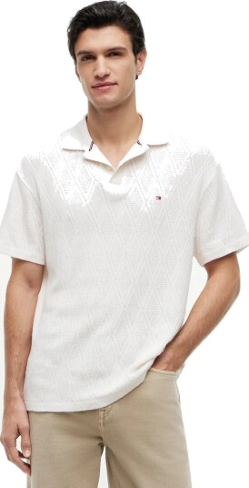 Tommy Hilfiger Jacquard Classic Fit Polo   Cream   L