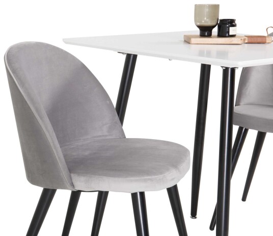 Venture Design Polar & Velvet spisegruppe Hvit/grå 2 st stoler & bord 75 x 75 cm