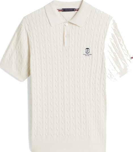 Tommy Hilfiger Cable Short Sleeve Polo Cream XL Tommy Hilfiger Cable Short Sleeve Polo Cream XL