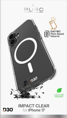 Puro Mobildeksel til iPhone 17 Pro Max - Gjennomsiktig D3O MagSafe Kompatibel Puro Mobildeksel til iPhone 17 Pro Max - Gjennomsiktig D3O MagSafe Kompatibel