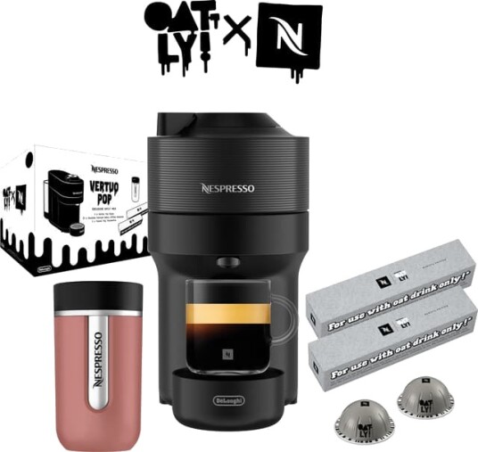 Nespresso Vertuo Pop x Oatly verdipakke av DeLonghi sort Nespresso Vertuo Pop x Oatly verdipakke av DeLonghi sort