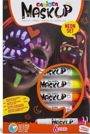 Carioca Mask Up Ansiktsmaling Stifter - 6 stk - Neon