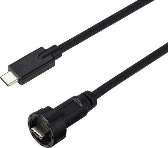 Usb-C® 3.1 Hann Til Hann Ip67 Gjeng Kabel 0,5 M Tc-E10t-Mt3.1-Mwa/Nwa-0.5Pv-S Vanntett Plastkabel